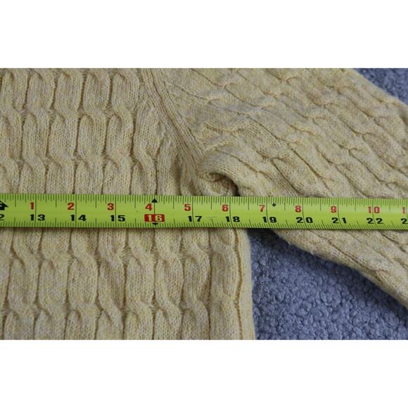 Appleseed's Cardigan Sweater L Yellow Marled Wool Cable Knit Vintage Cottagecore - Picture 6 of 7